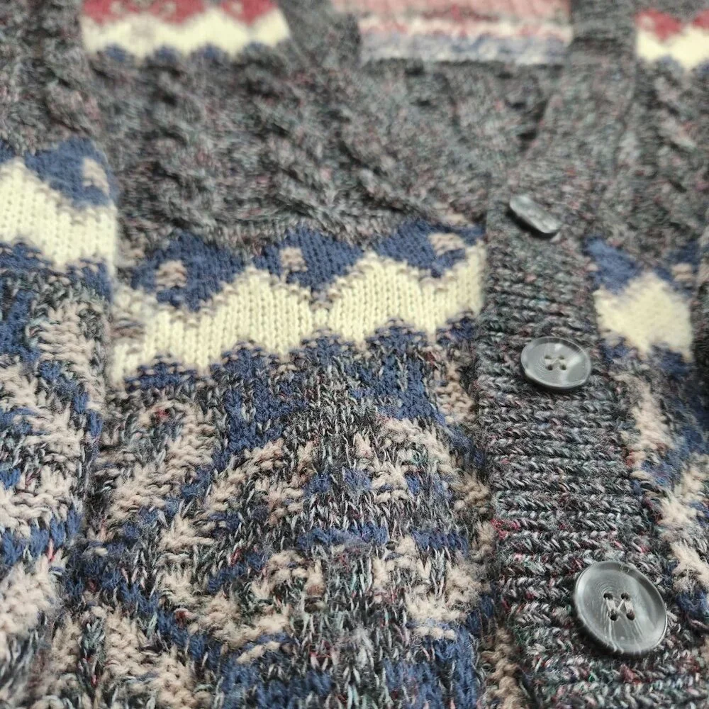 Vintage London Fog Cardigan Sweater Button Front  Alpaca Blend Grandpacore Dad L - Picture 6 of 11